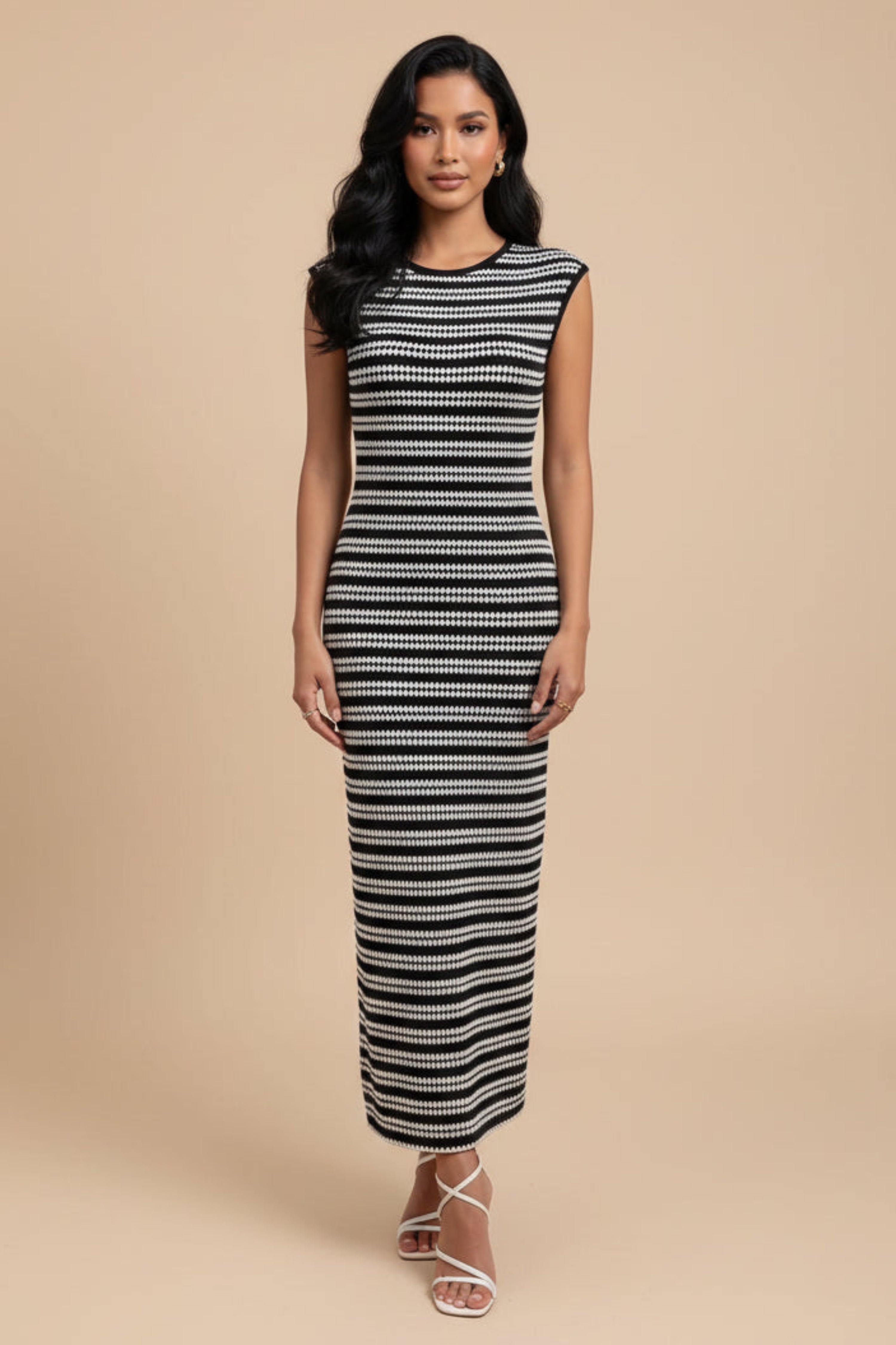 Striped Bodycon Maxi Dress M
