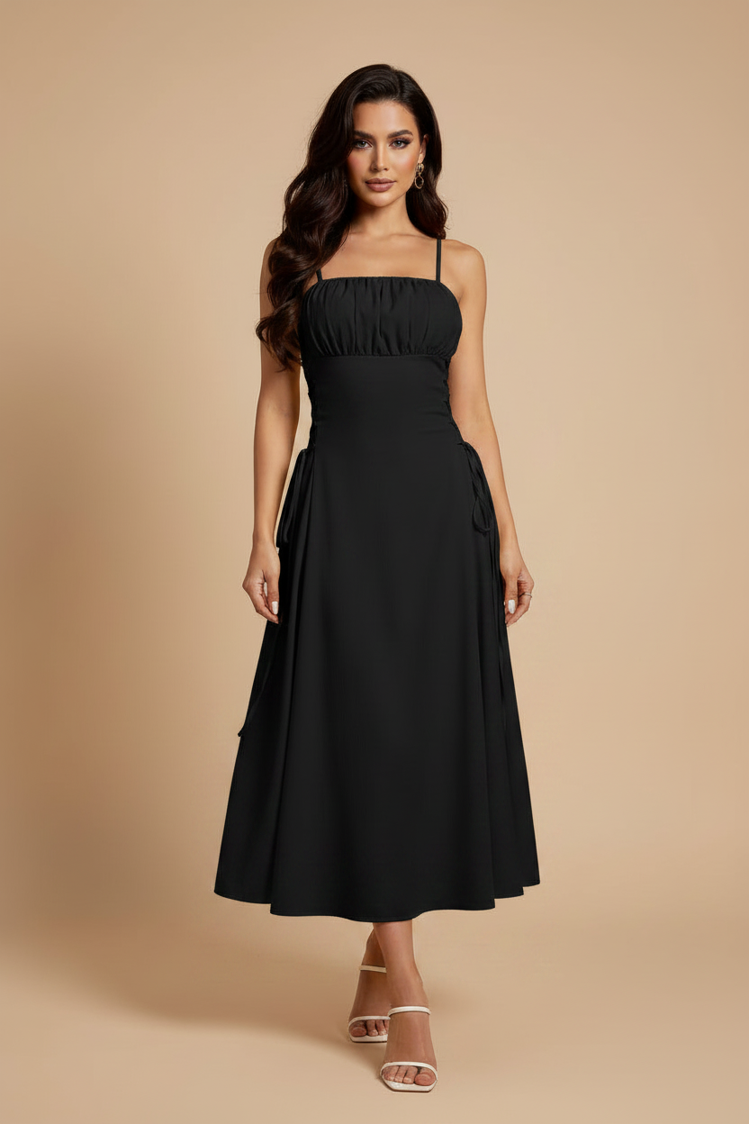 Crisscross Tie Back Midi Dress