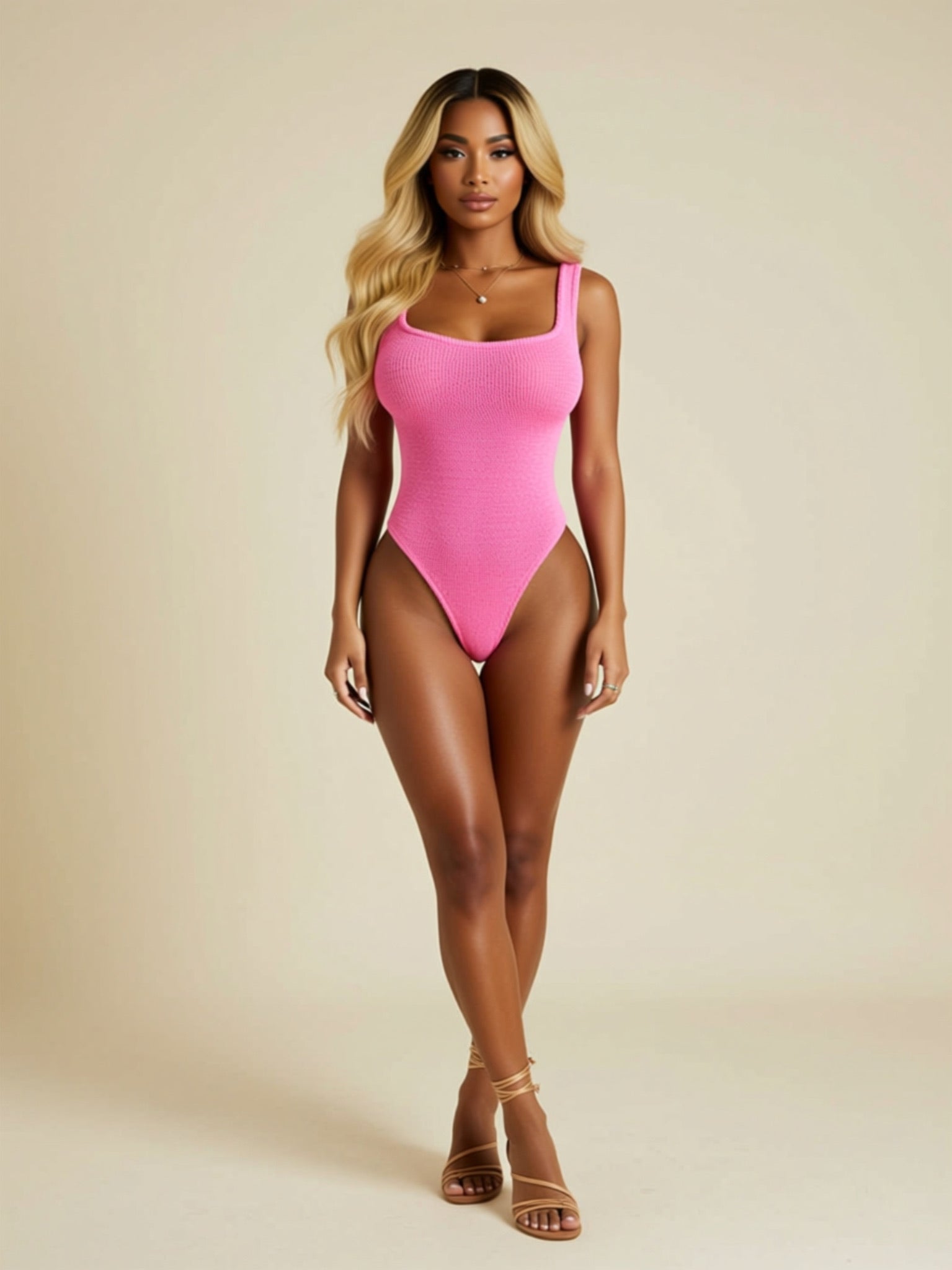 Solid Knit Swimsuit