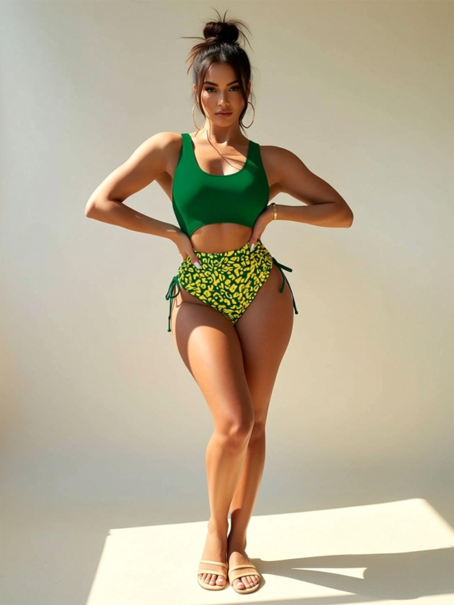 Leopard Print One‑Piece Swimsuit