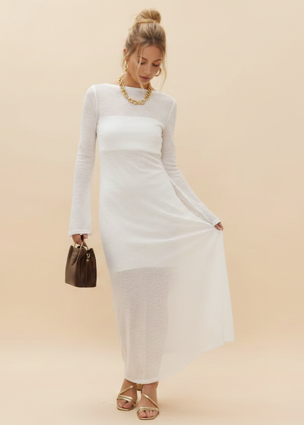 Sheer Backless Maxi Cover-Up Dress