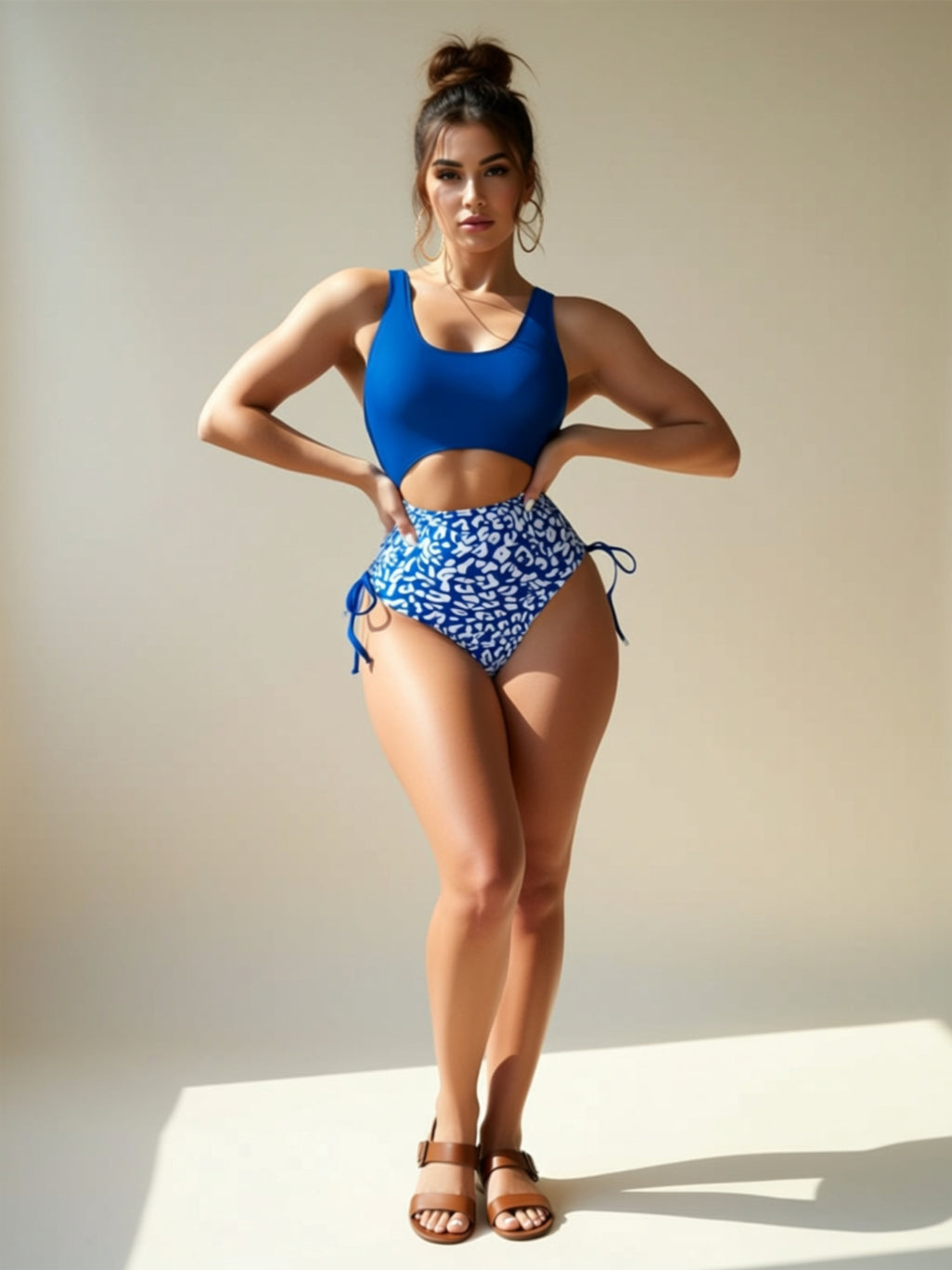 Leopard Print One‑Piece Swimsuit
