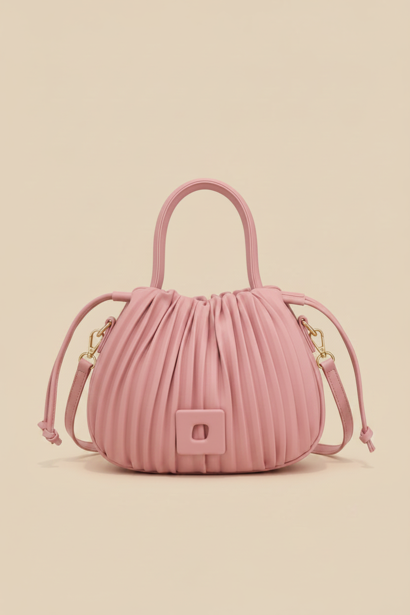Pleated Ruched Mini Top-Handle Crossbody Bag
