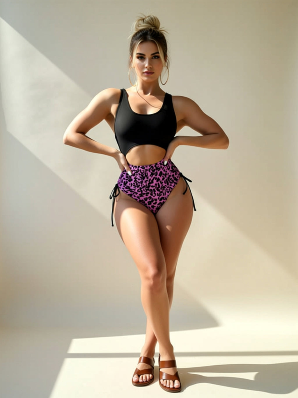 Leopard Print One‑Piece Swimsuit