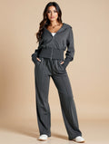 Zweiteiliges Loungewear-Set mit Reißverschluss und Kordelzughose