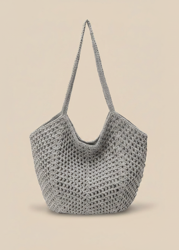 Large Open-Weave Straw Shoulder Tote Bag