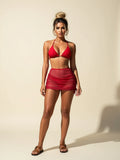 3 Piece Red Triangle Bikini Set