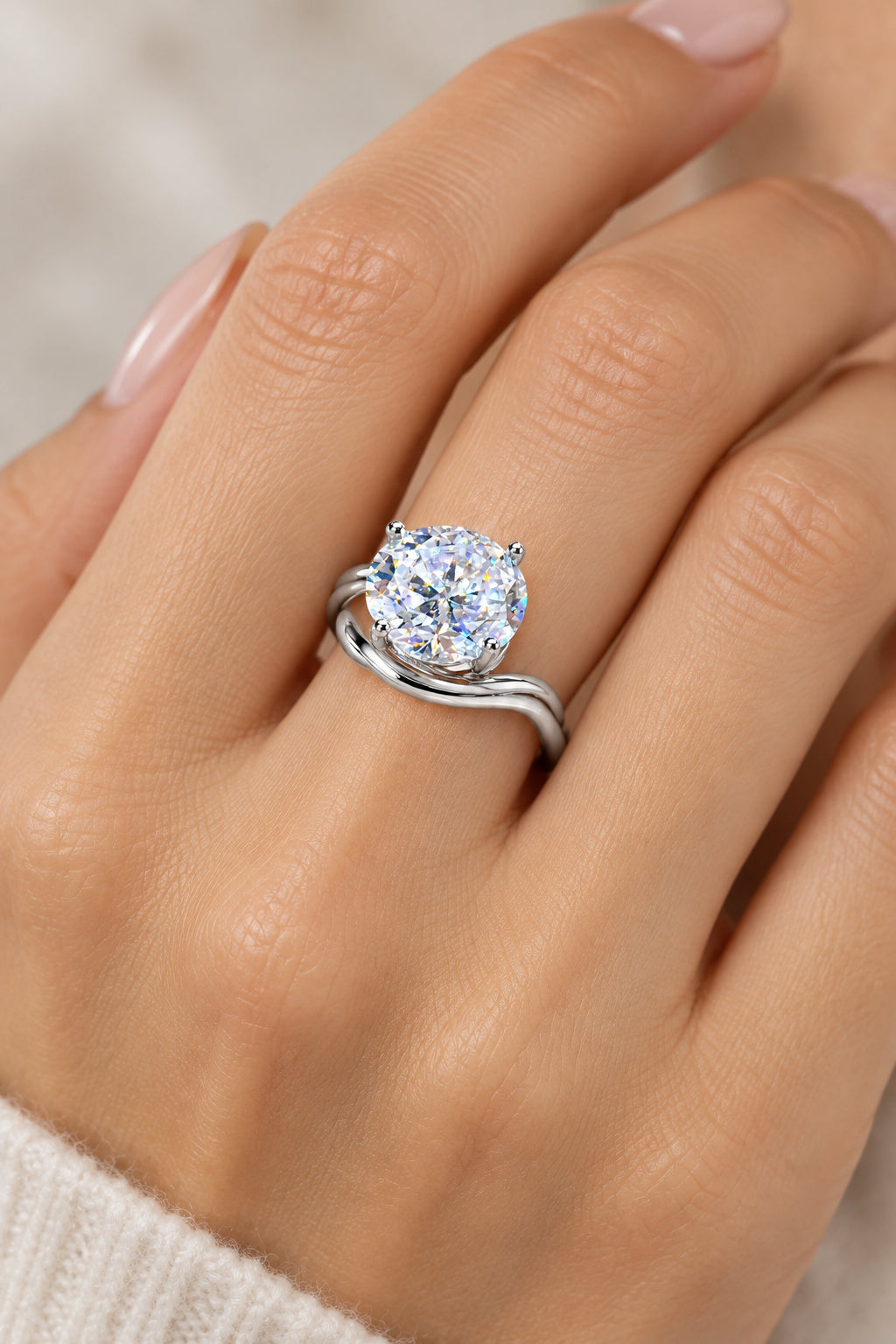 5 Carat Oval-Cut Moissanite .925 Sterling Silver Solitaire Ring