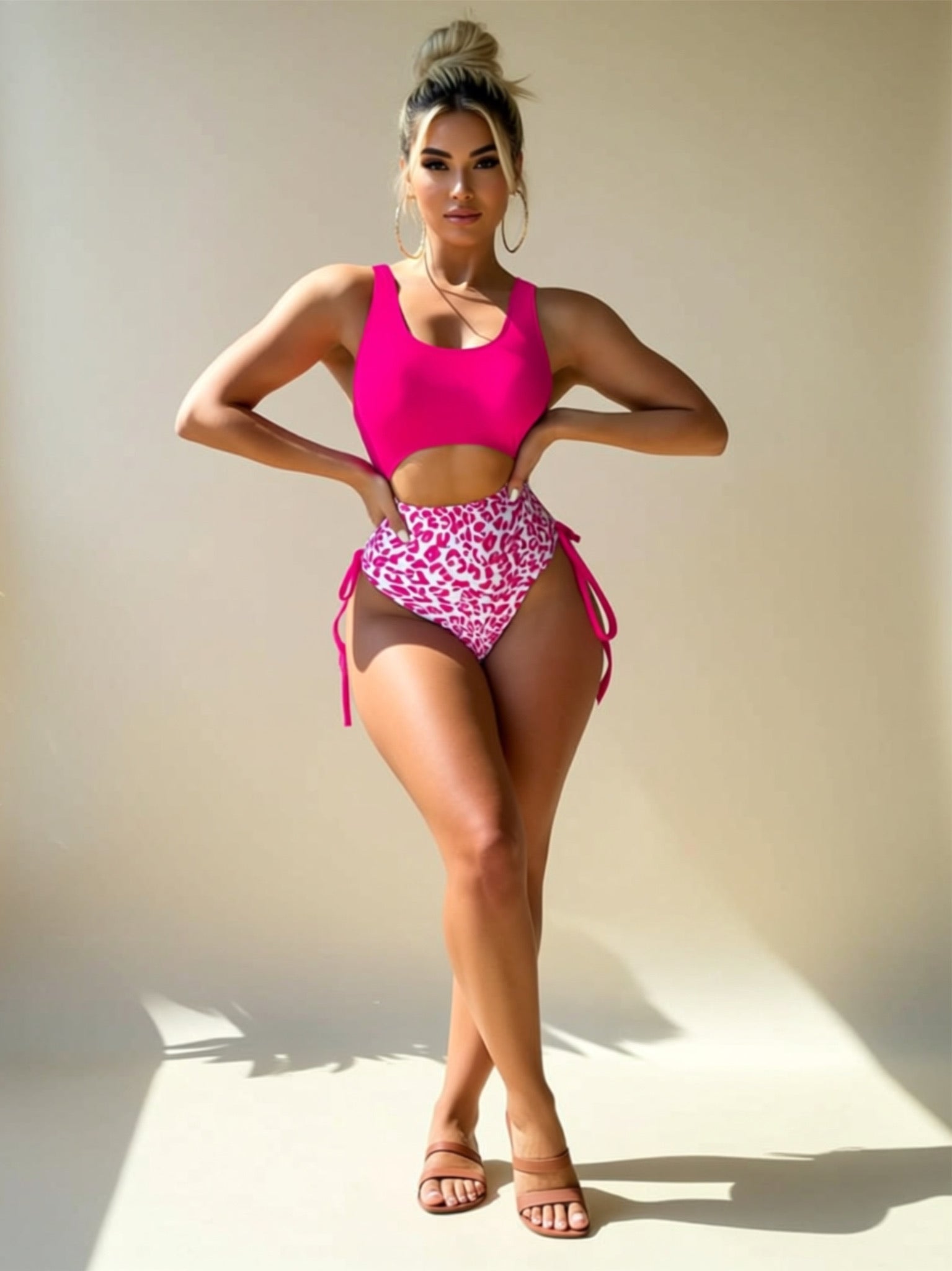 Leopard Print One‑Piece Swimsuit