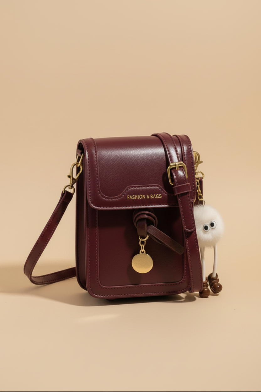 Mini Buckle Flap Phone Crossbody Bag with Charm