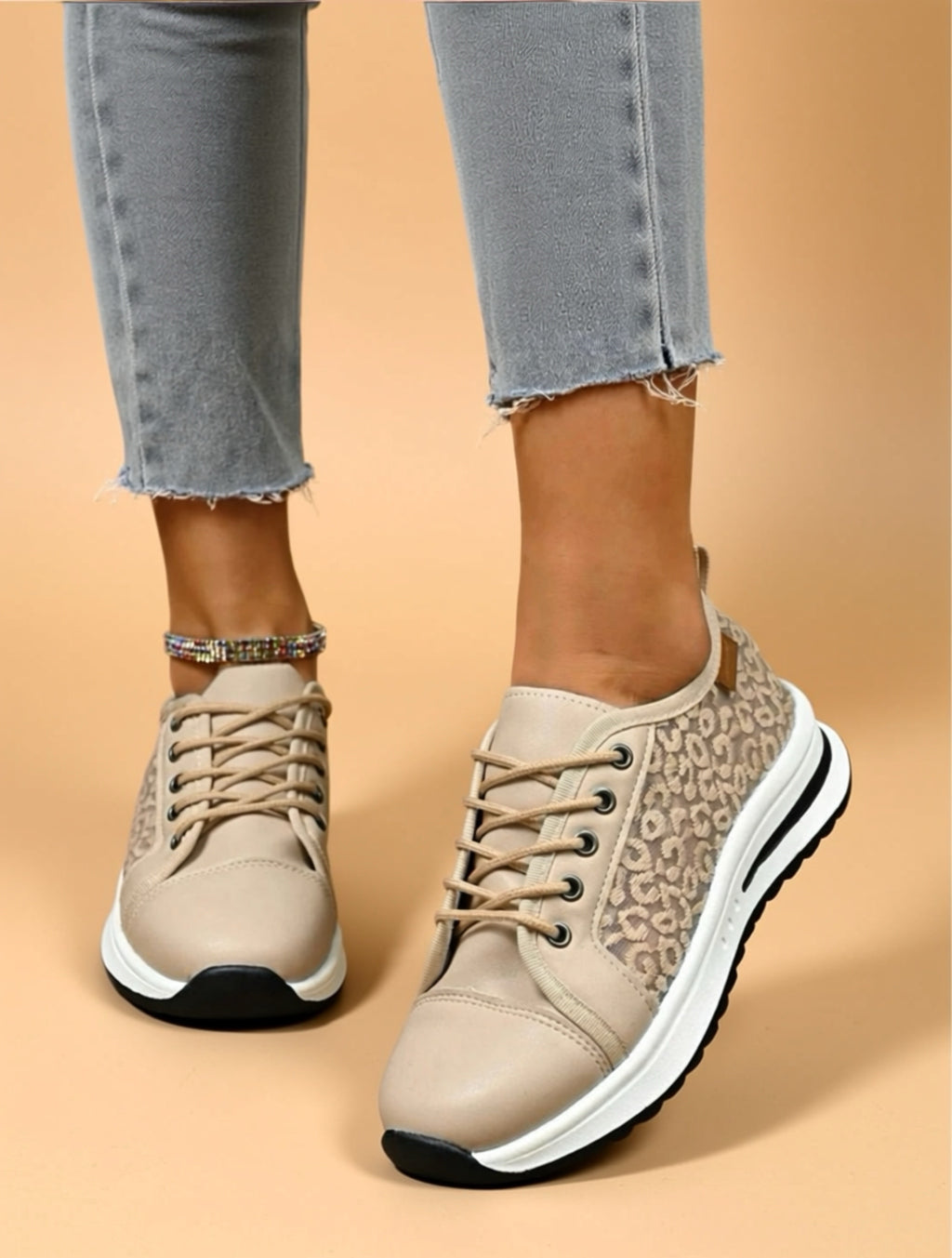 Leichte Leopard Mesh-Sneaker