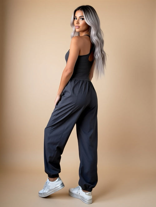 Crisscross Cutout Active Jumpsuit