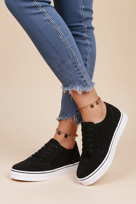 Casual PU Leather Lace-Up Sneakers