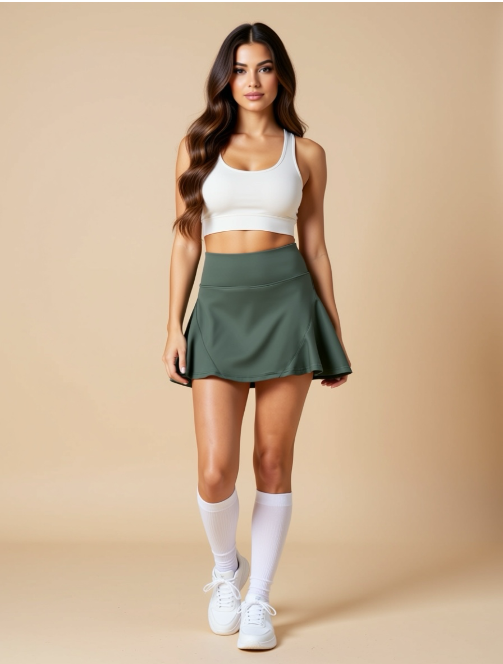 High-Waisted Active Skort with Built-In Shorts & Pockets