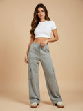 Cargo-Loungehose mit weitem Bein und Kordelzug