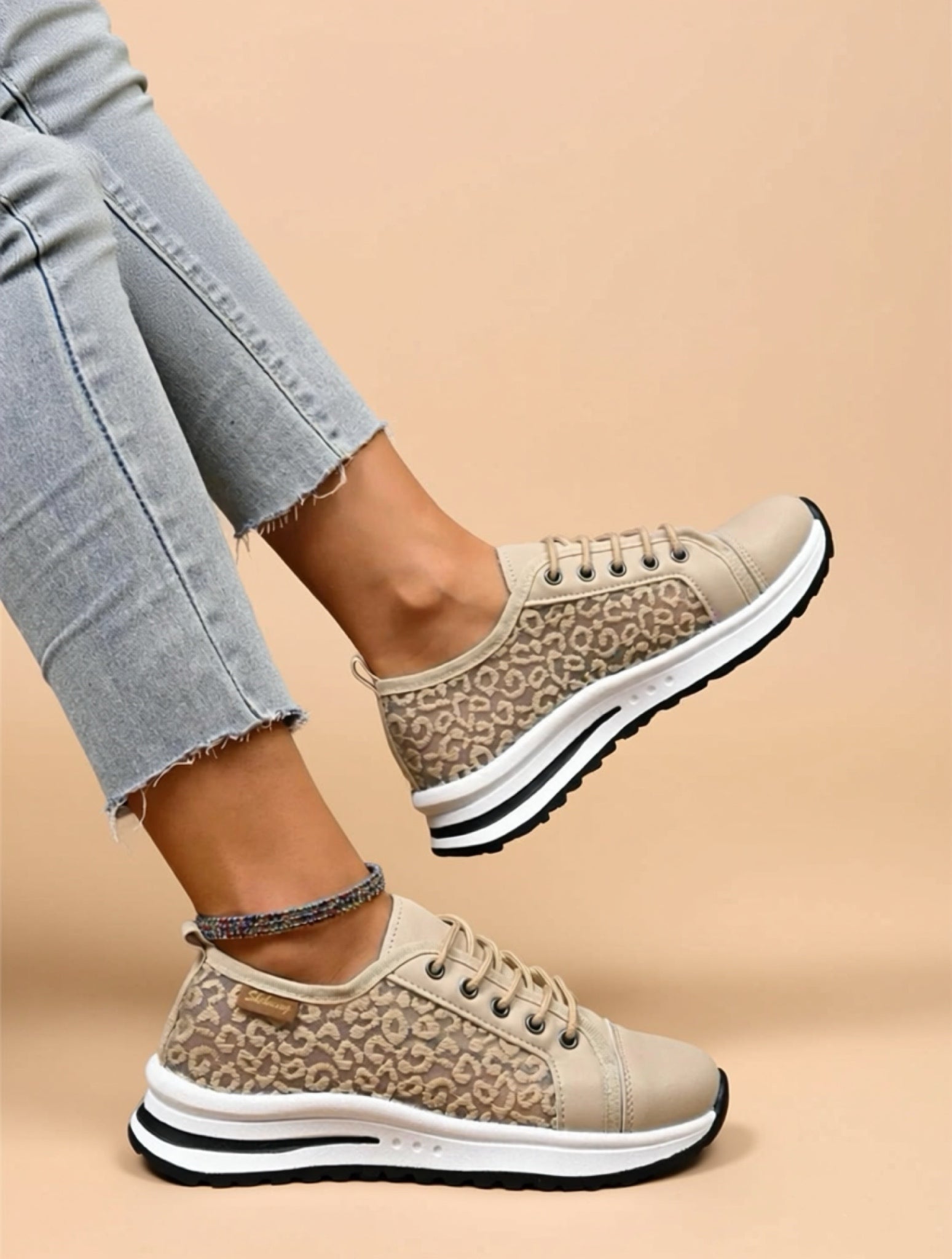 Lightweight Leopard Mesh Sneakers