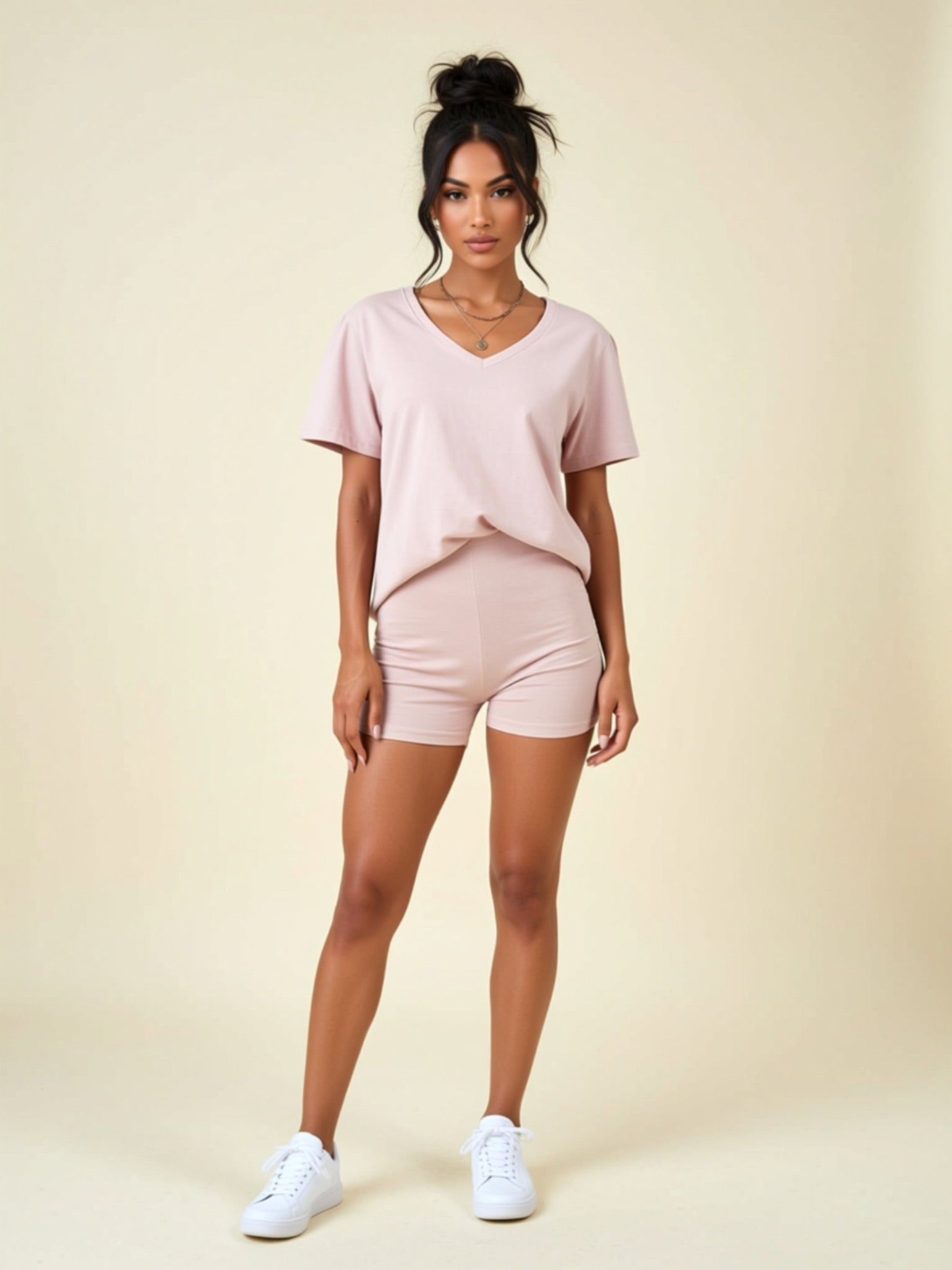 V‑Neck Sports Short Set