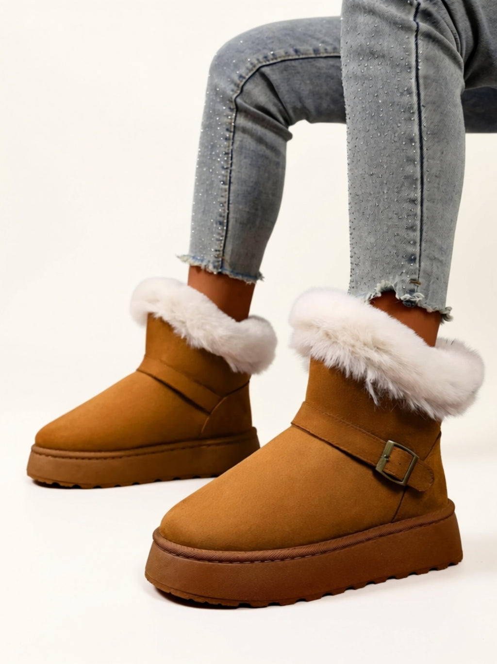 Vegan Leather Low‑Heel Boots