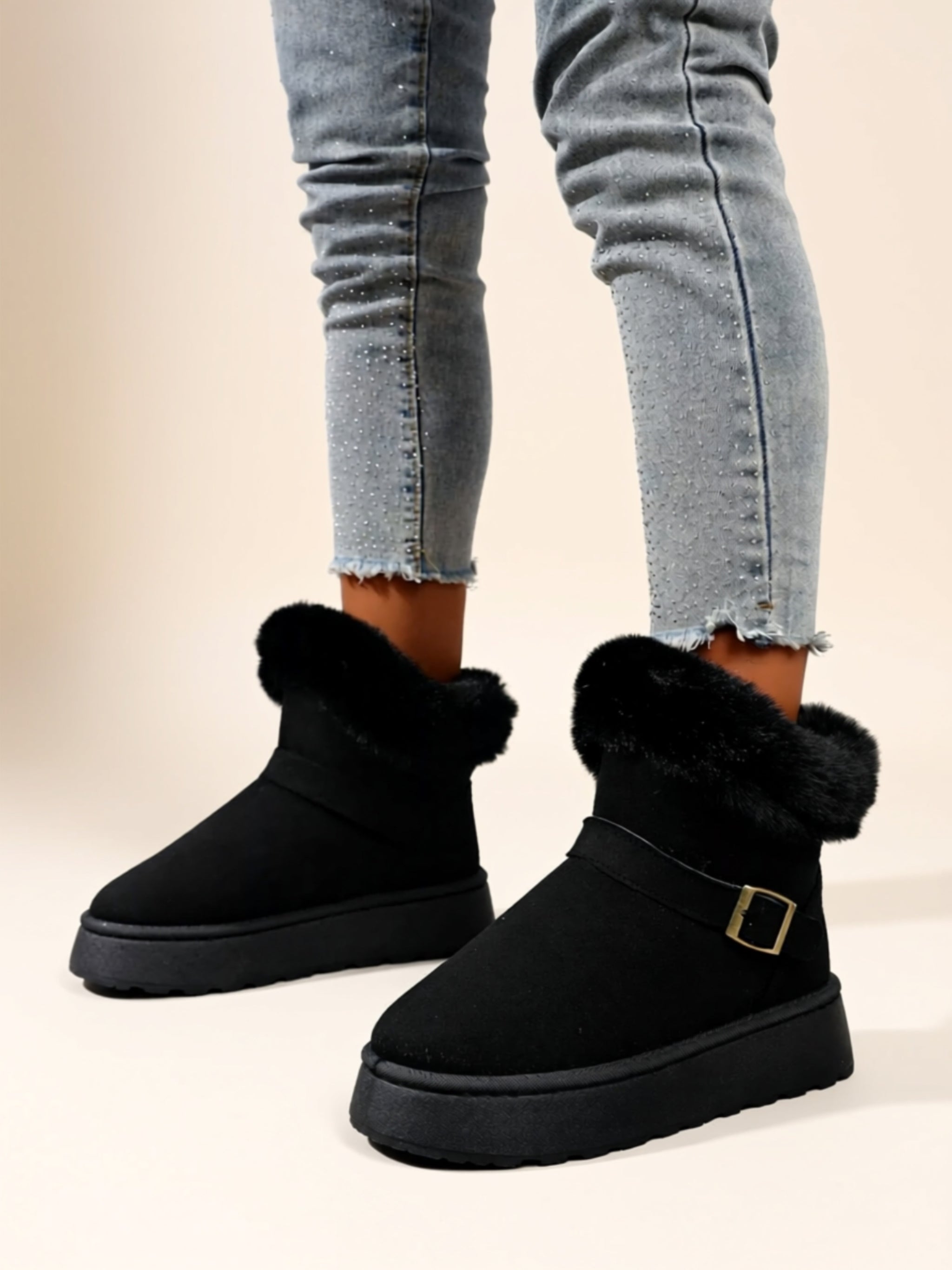 Vegan Leather Low‑Heel Boots