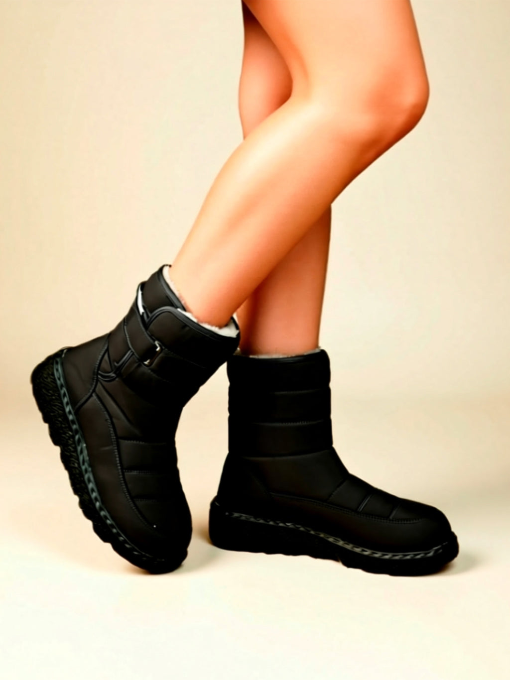 Mid‑Heel Vegan Leather Boots