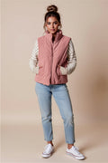Dusty Pink Zip-Up Vest with Pockets