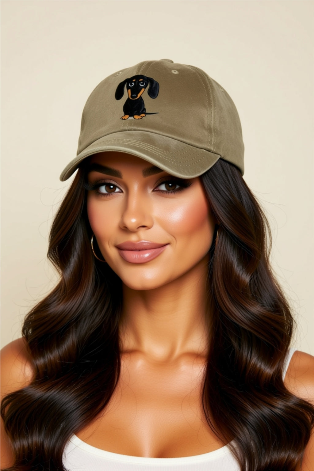 Baseball Cap with Dog Embroidery
