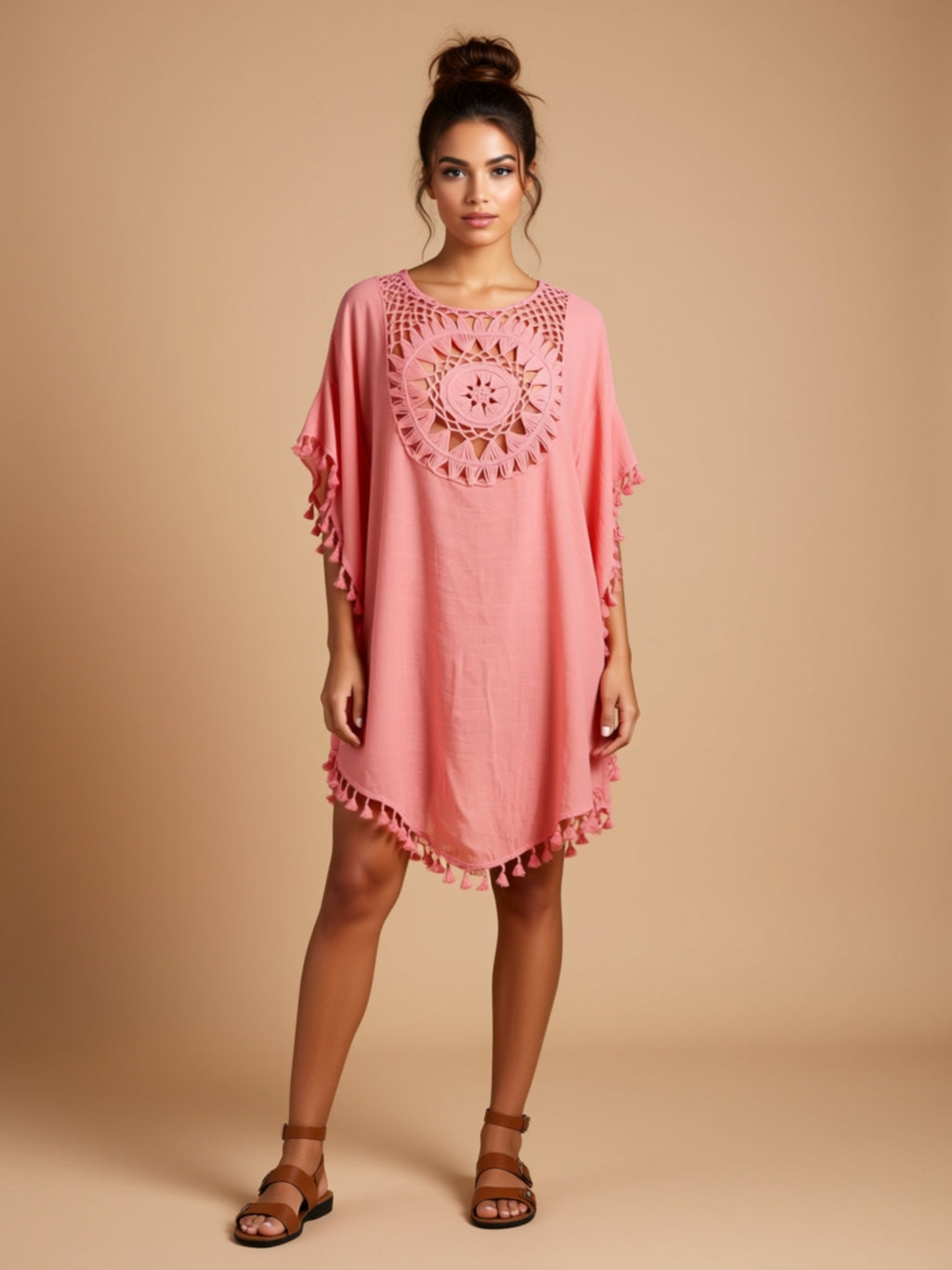 Sleeveless Woven Beach Cover‑Up