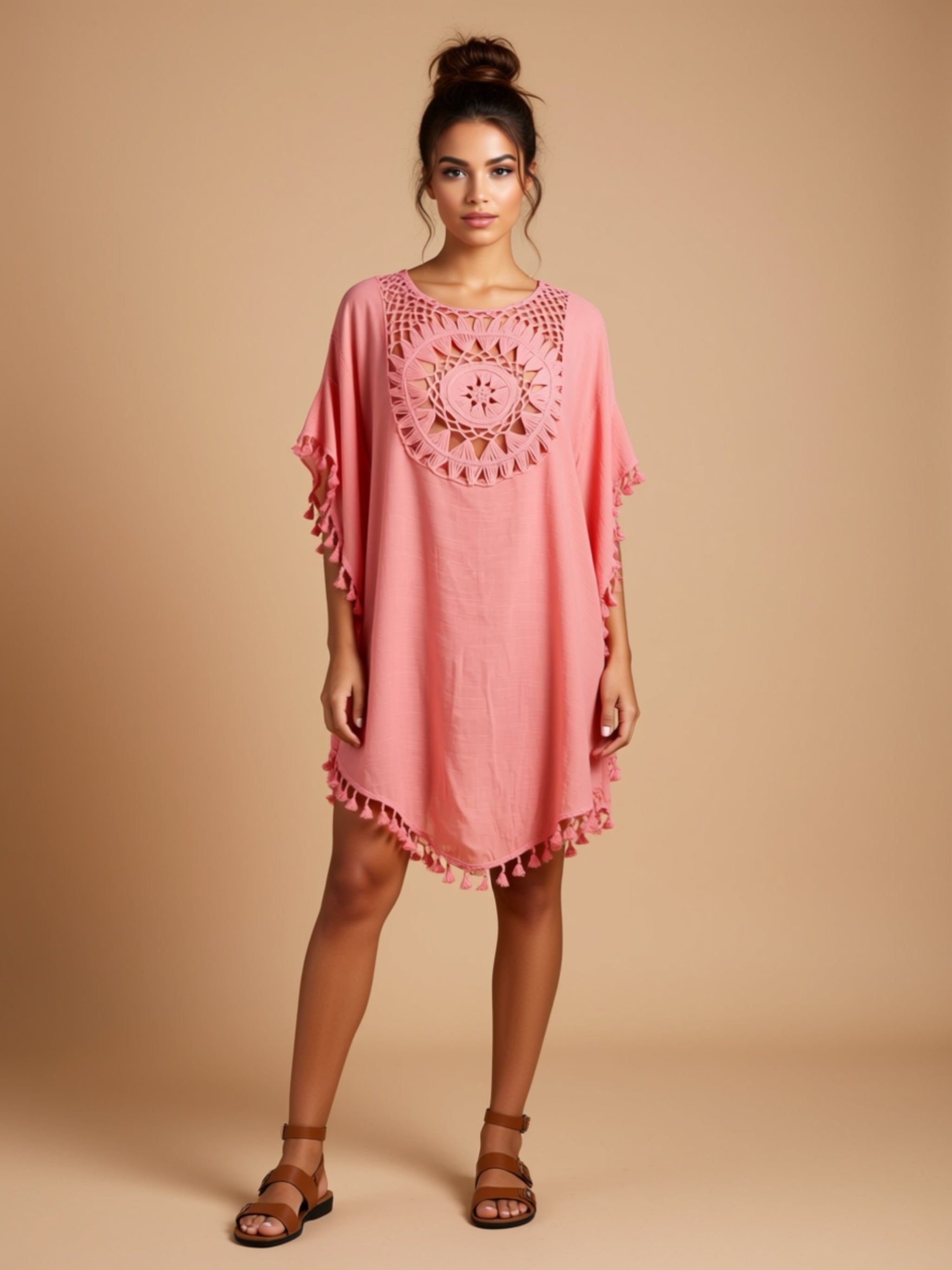 Sleeveless Woven Beach Cover‑Up