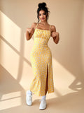 Urlaubs-Strickkleid mit Allover-Print