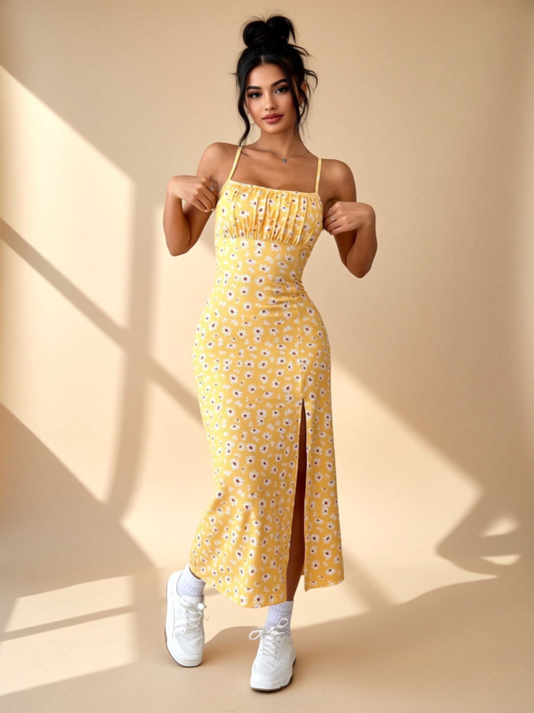 Urlaubs-Strickkleid mit Allover-Print