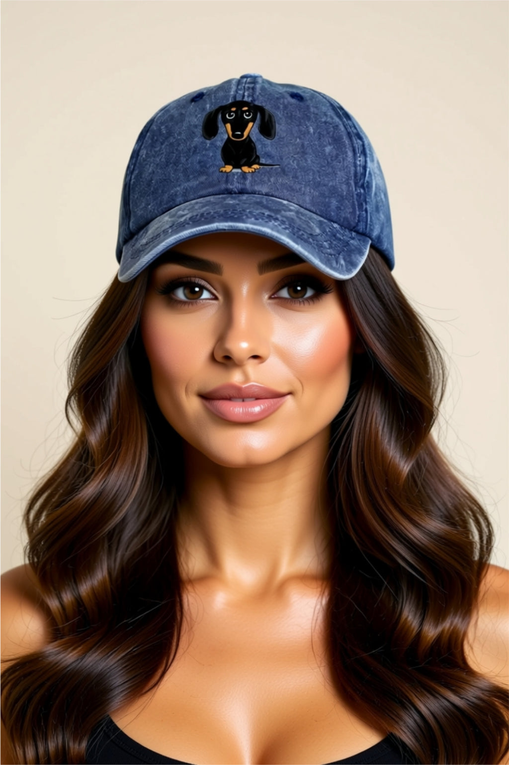 Baseball Cap with Dog Embroidery
