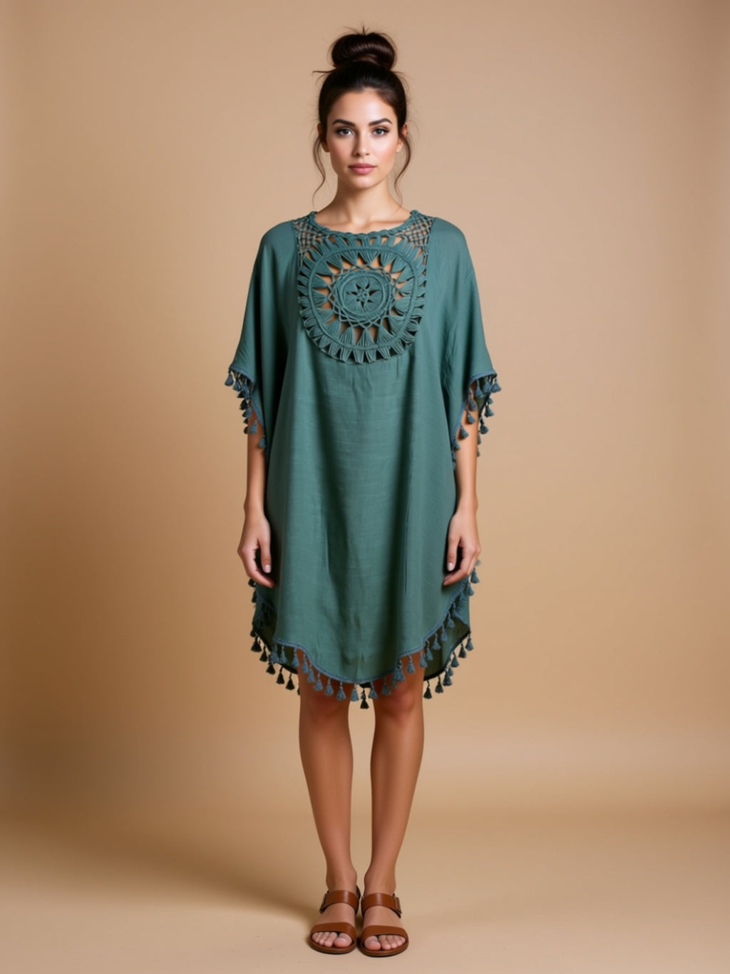 Sleeveless Woven Beach Cover‑Up