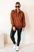 Quilted Half-Zip Pullover Sweatshirt