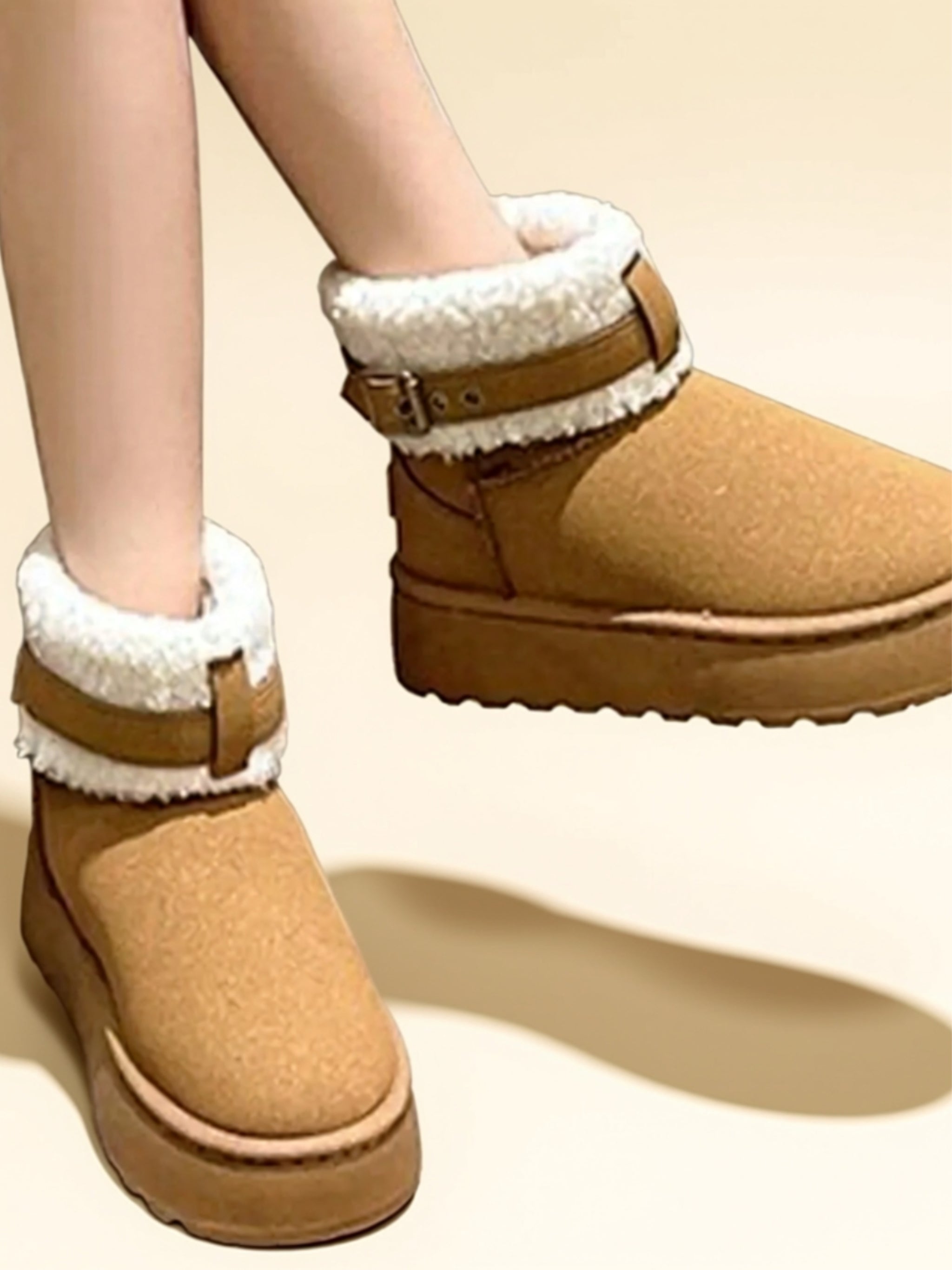 Suede Faux Fur Flat Boots