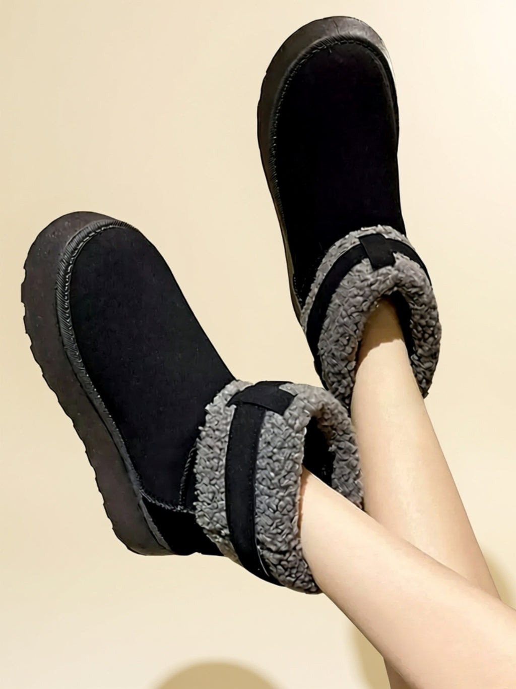 Suede Faux Fur Flat Boots