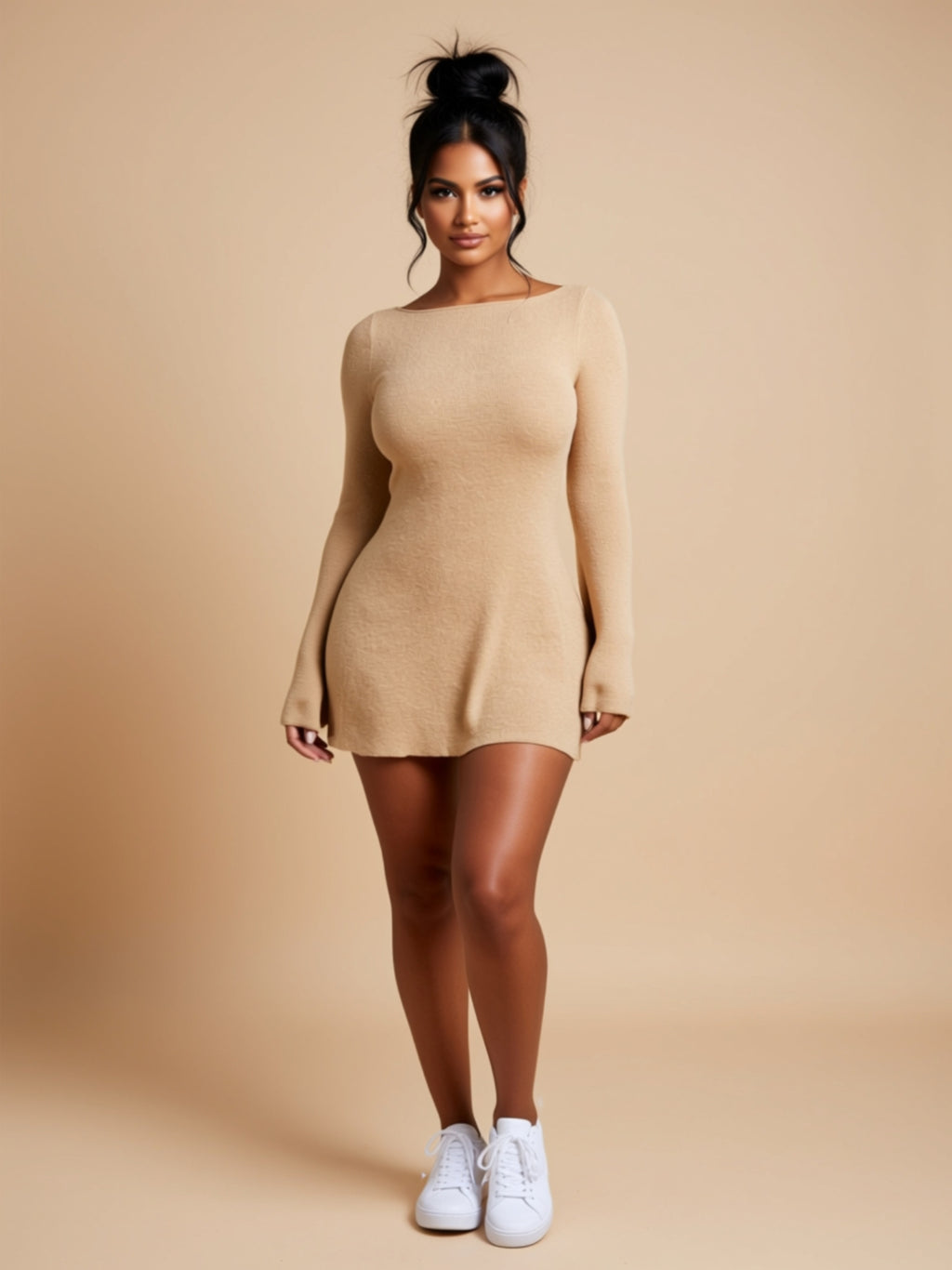 Sexy ärmelloses Strickkleid
