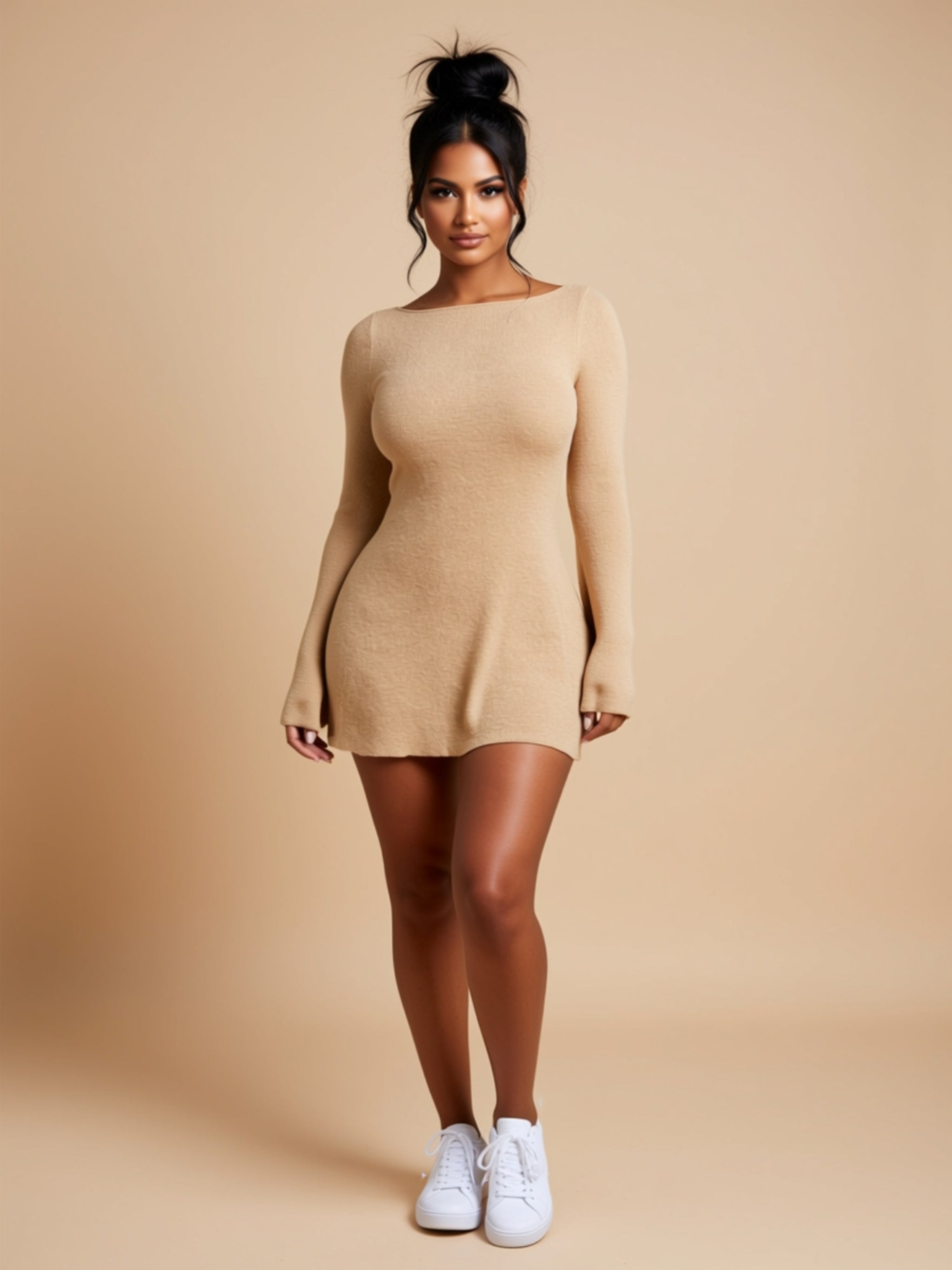 Sexy ärmelloses Strickkleid