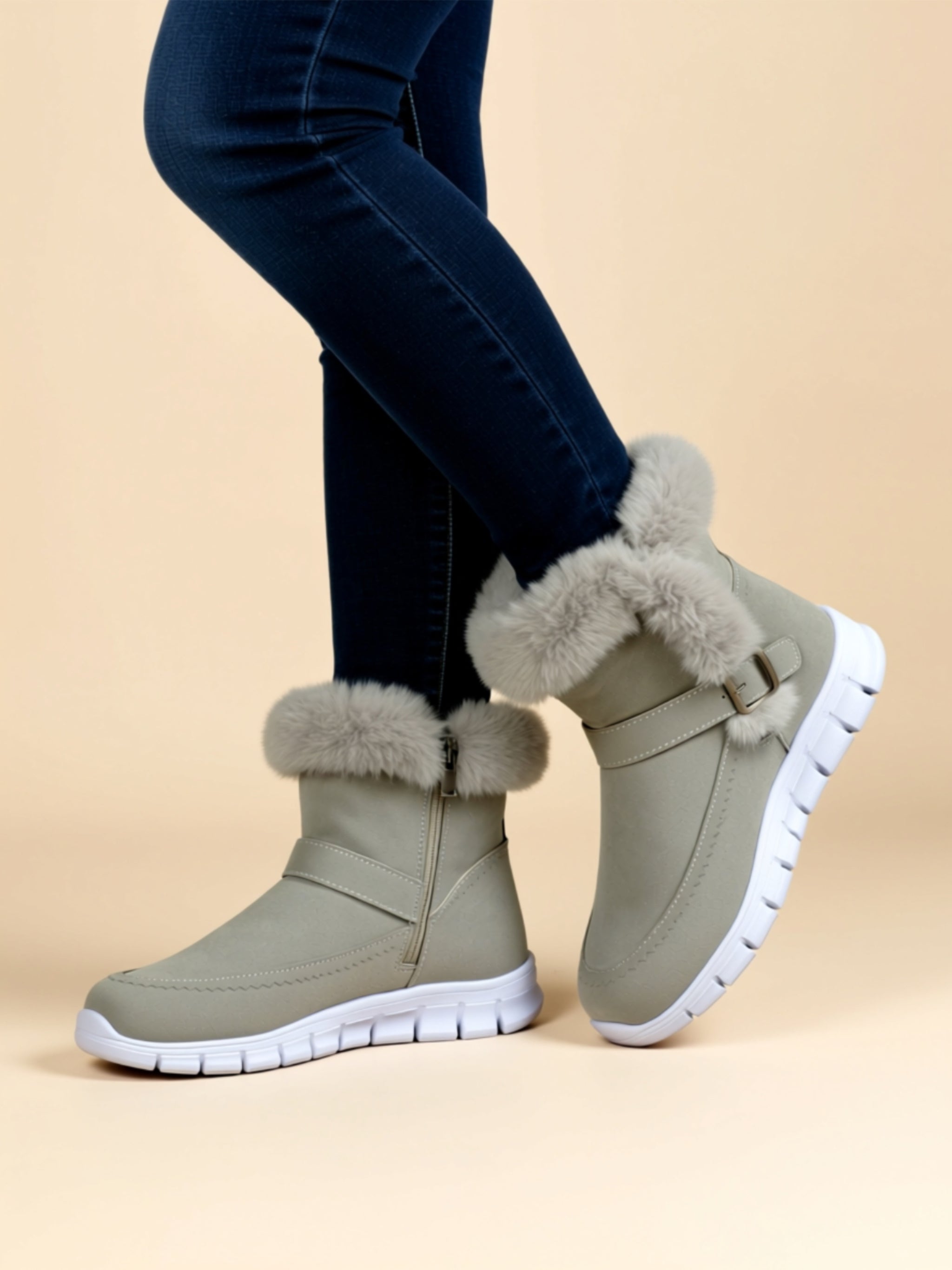 Bottes en similicuir à petit talon