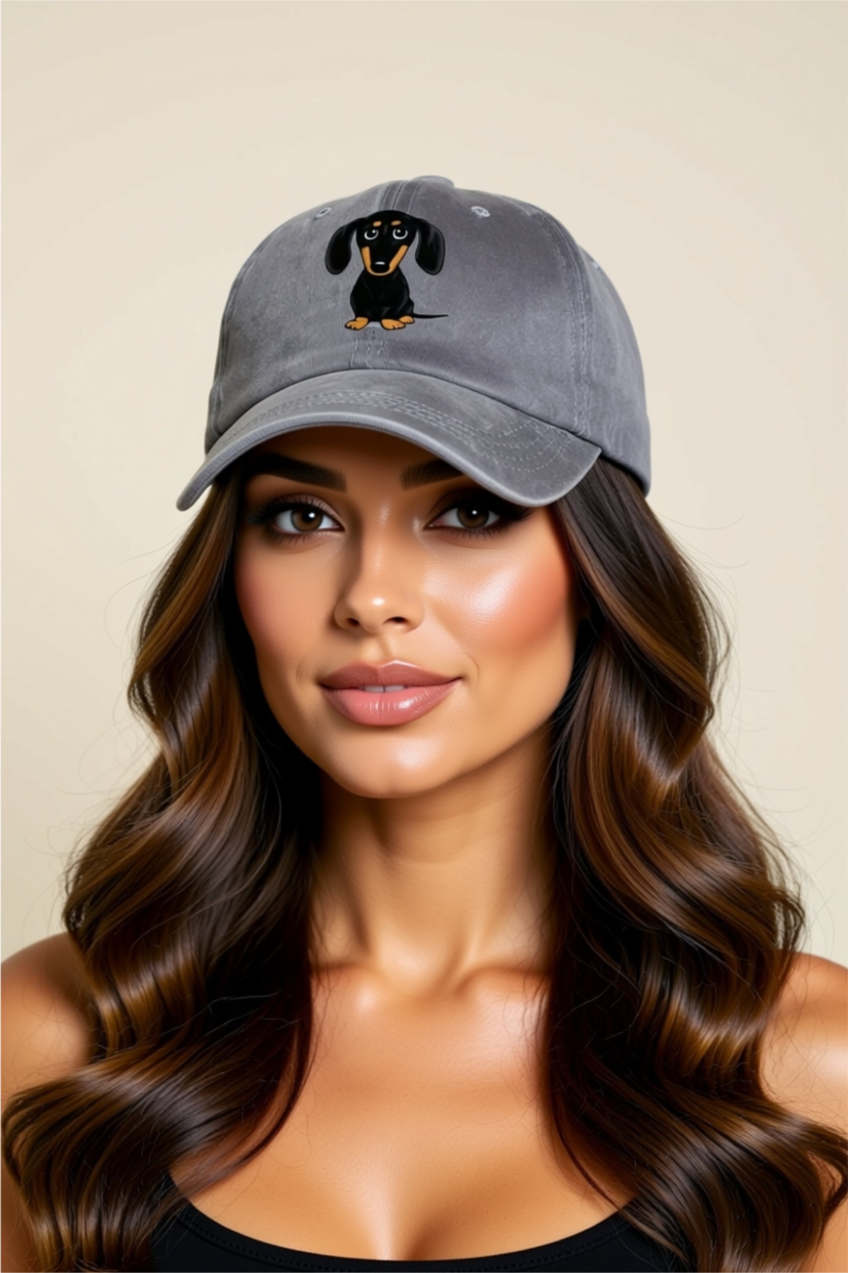 Baseball Cap with Dog Embroidery