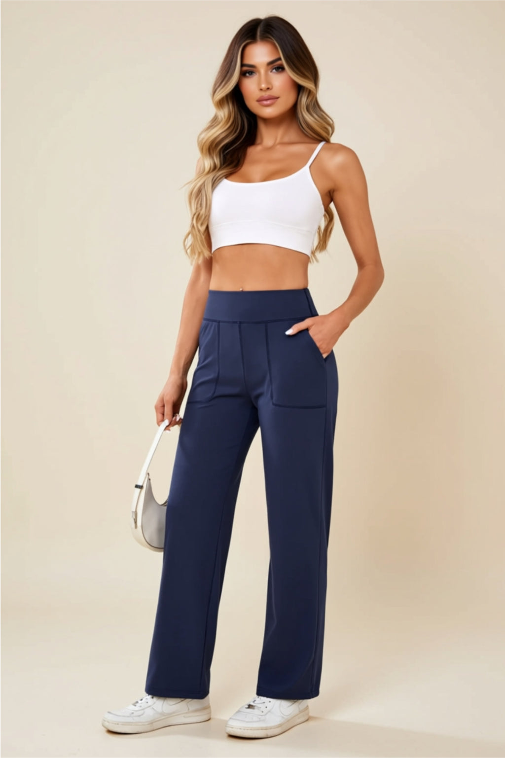 High-Waisted Wide-Leg Pants with Front Pockets
