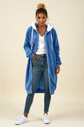 Longline Zip-Up Hoodie Jacket with Pockets