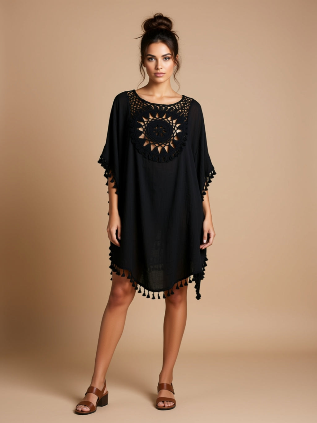 Sleeveless Woven Beach Cover‑Up