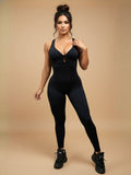 High‑Stretch Knit Sports Jumpsuit