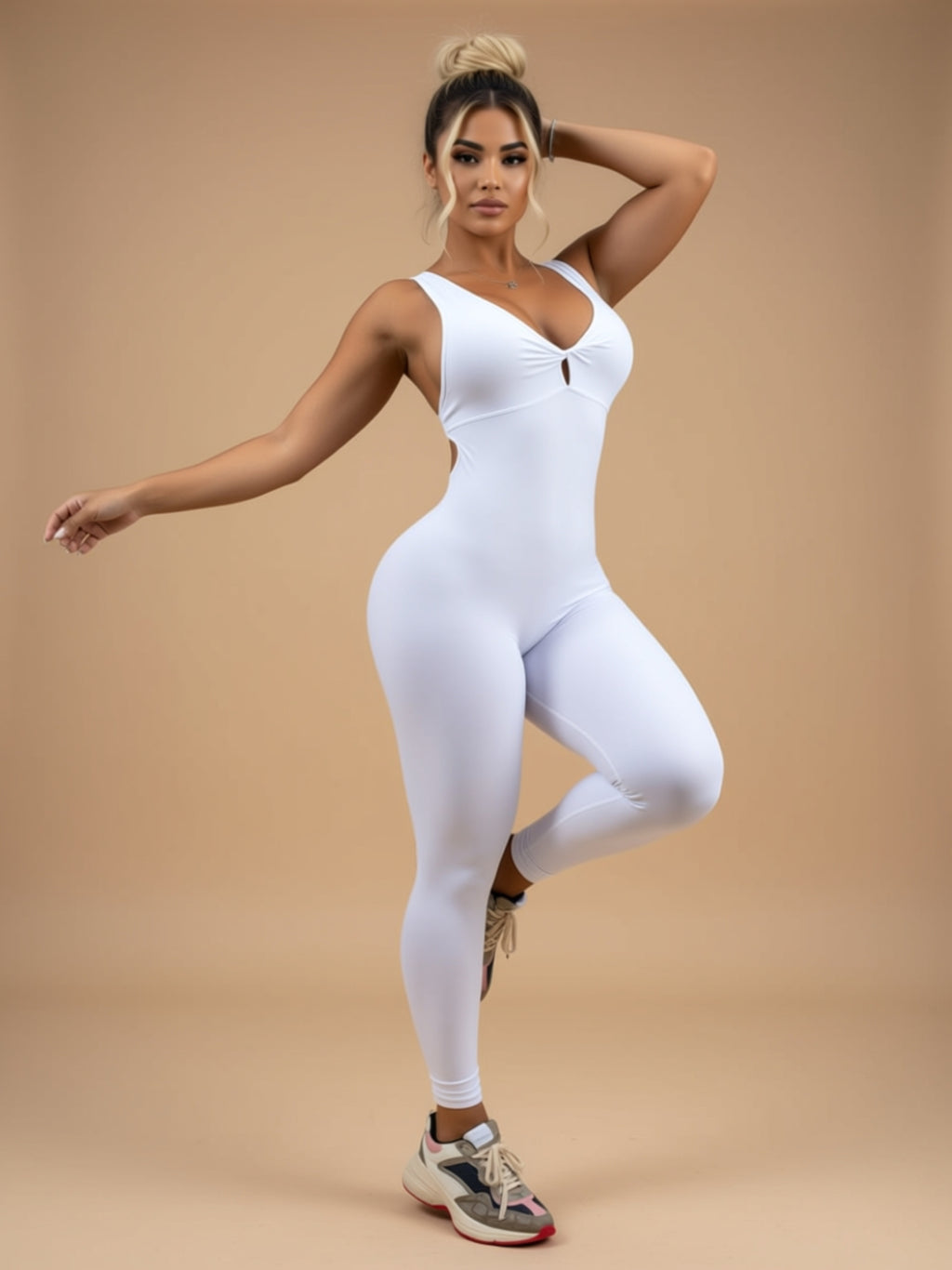 High‑Stretch Knit Sports Jumpsuit