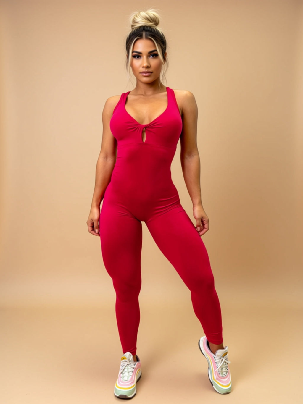 High‑Stretch Knit Sports Jumpsuit