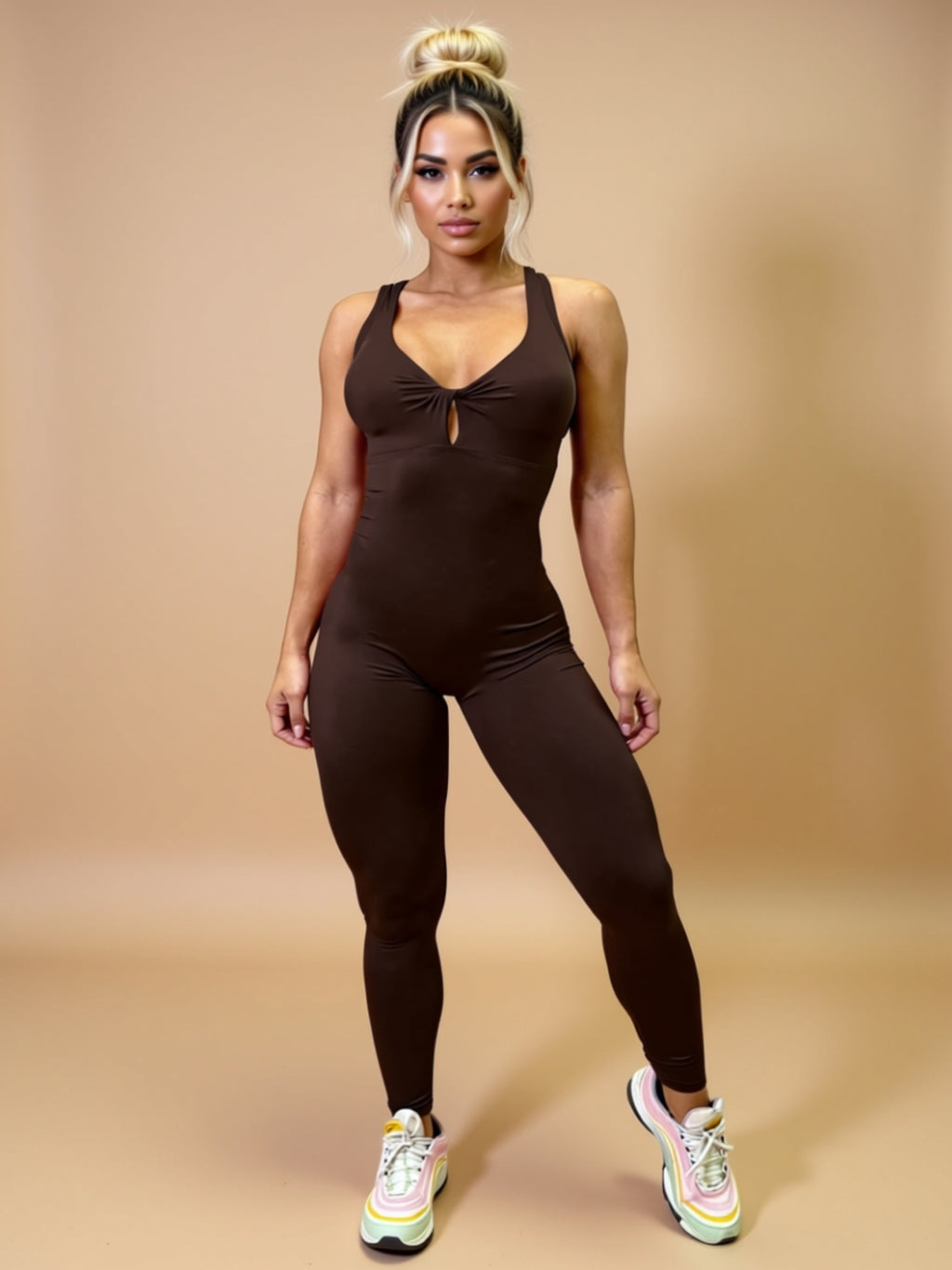 High‑Stretch Knit Sports Jumpsuit