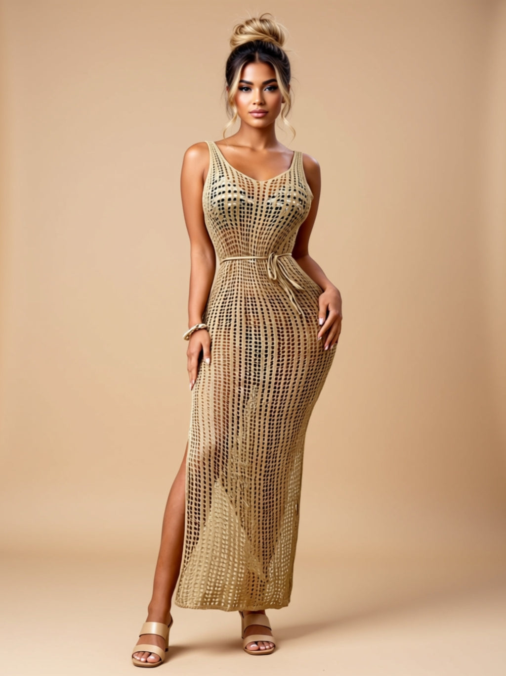 Sleeveless V‑Neck Beach Cover‑Up Dress