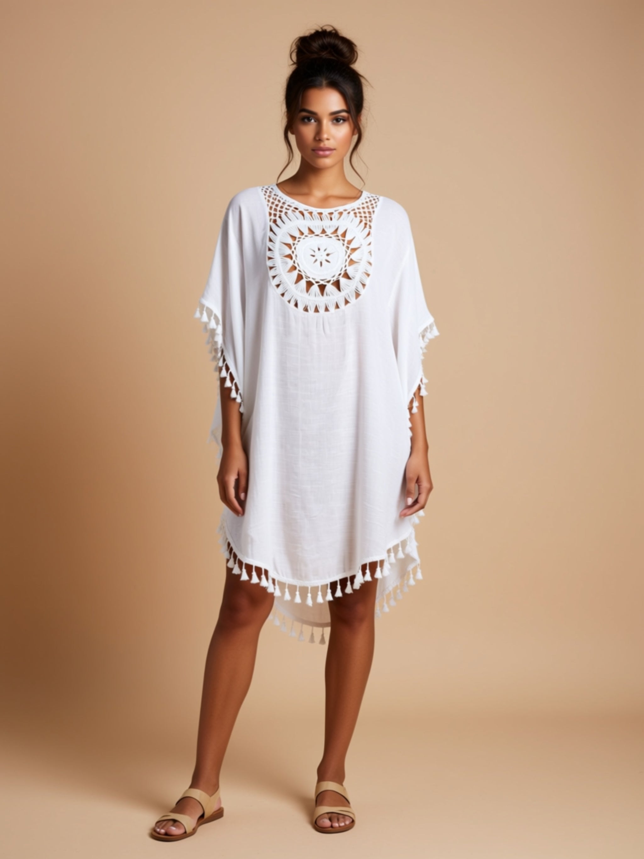 Sleeveless Woven Beach Cover‑Up