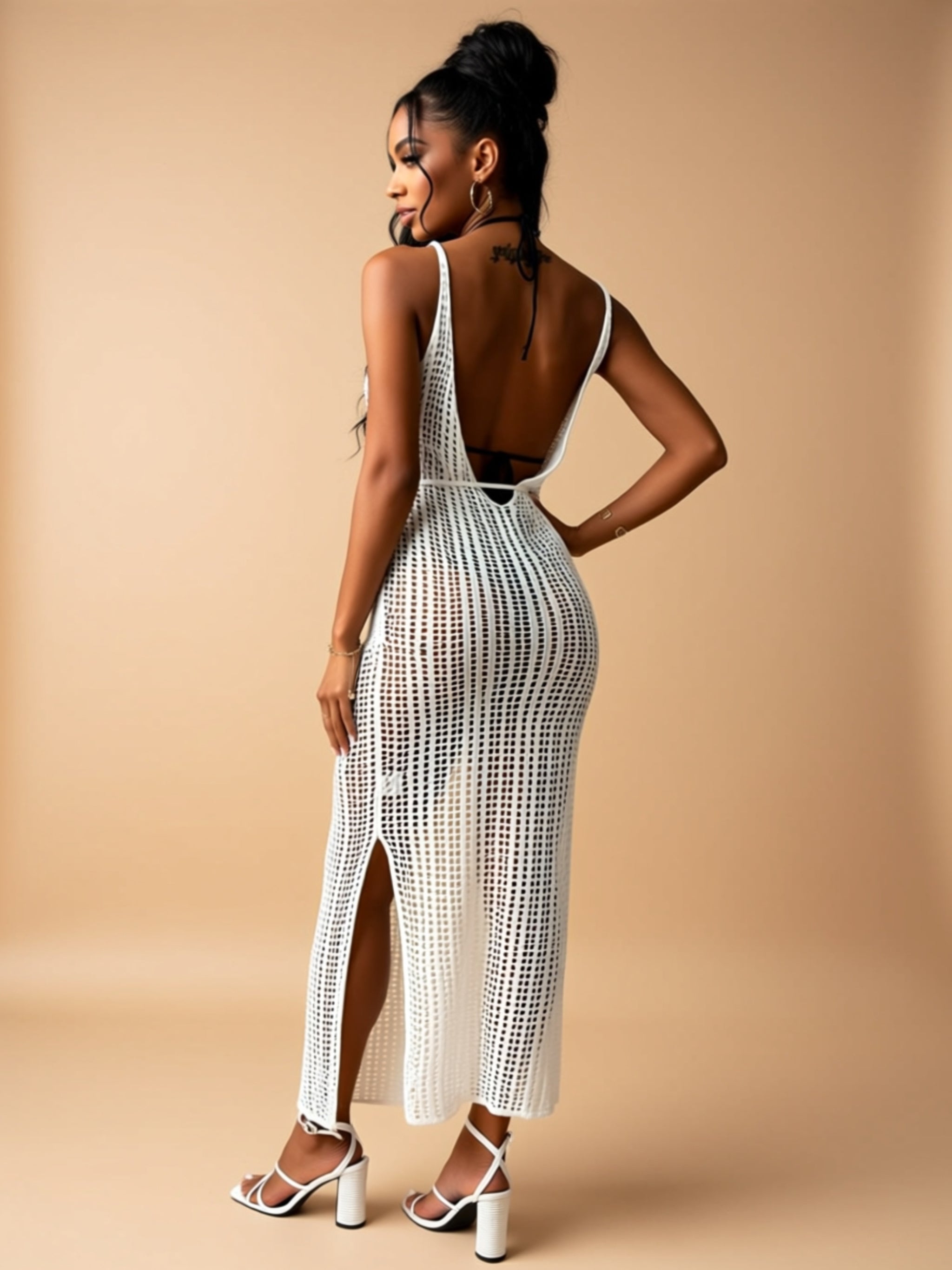 Sleeveless V‑Neck Beach Cover‑Up Dress
