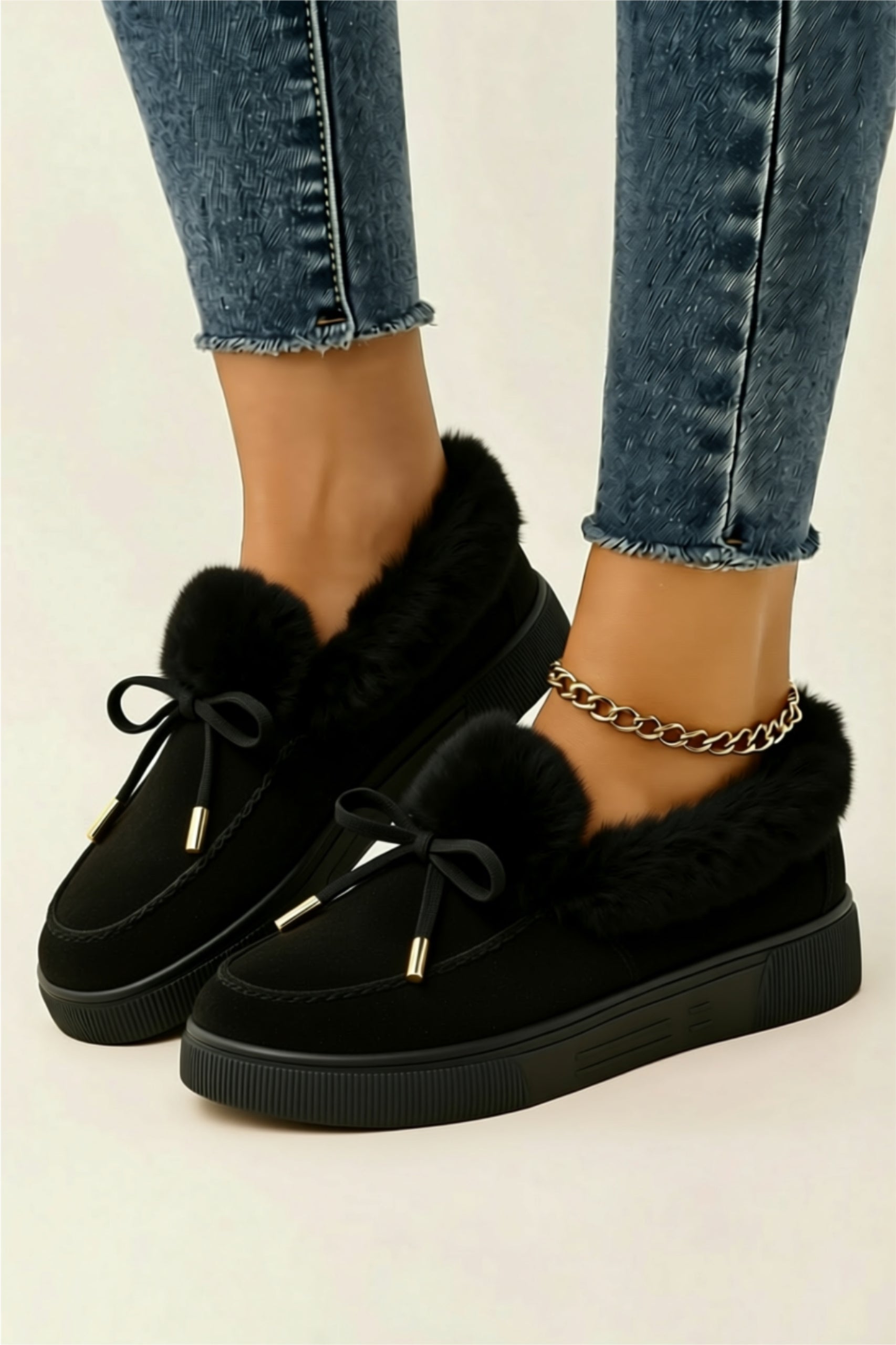 Suede Fluffy Lined Slippers
